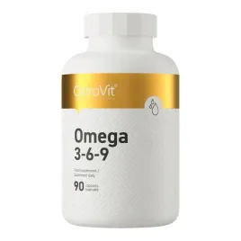 Zdjęcie produktu OstroVit Omega 3-6-9 90 caps KWASY TŁUSZCZOWE Olej Rybi + Lniany + WIT E