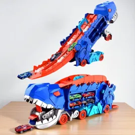 gigantyczny-dinozaur-trex-ciezarowka-tor-wyscigowy-transporter-garaz-auta