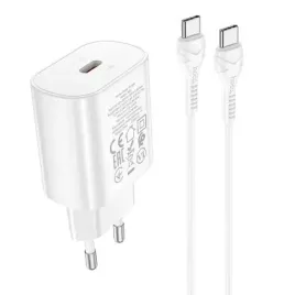 hoco-ladowarka-sieciowa-typ-c-kabel-typ-c-do-typ-c-pd-qc3-0-25w-n22-biala