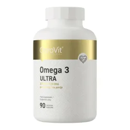 Zdjęcie produktu OstroVit Omega 3 Ultra 90kap Kwasy DHA EPA ALA Olej Rybi 1000 mg Witamina E