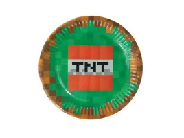talerzyki-urodzinowe-piksele-z-napisem-tnt-i-brazowa-obwodka-6-sztuk