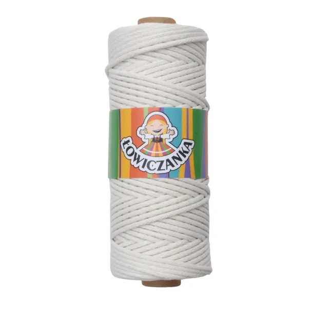 Sznurek bawełniany pleciony 3mm 100mb Ecru/Naturalny
