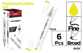 artix-marker-chromax-dwustronny-fluorescent-yellow-123-6-szt