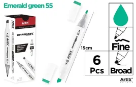 artix-marker-chromax-dwustronny-emerald-green-55-6-szt