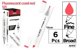 artix-marker-chromax-2-koncowkowy-fluorescencyjny-coral-red-121-6szt
