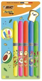 zakreslacze-bic-grip-neon-kawaii-mix-5-sztuk