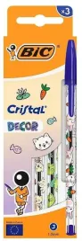 dlugopis-bic-cristal-kawaii-decor-1mm-niebieski-zestaw-3-sztuki