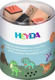 heyda-zestaw-drewnianych-stempli-dinozaury-15-szt-z-poduszka-z-tuszem