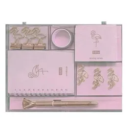 easy-stationery-zestaw-biurowy-flaming-notes-dlugopis-spinacze-tasma