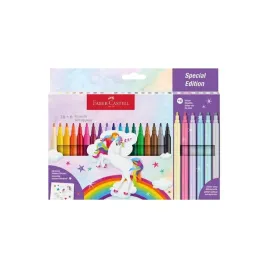 faber-castell-flamastry-unicorn-18-6-pastelowe-z-brokatem-i-naklejkami