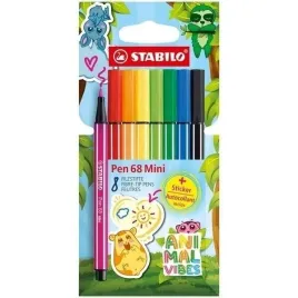 pisaki-stabilo-pen-68-mini-animal-vibes-zestaw-8-sztuk