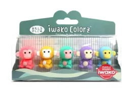iwako-zestaw-5-gumek-malpki-kreatywne-mixy-blister-101x149-mm