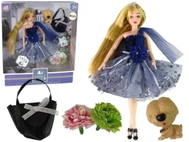 leantoys-lalka-emily-30-cm-zestaw-z-pieskiem-torebka-i-kwiatami