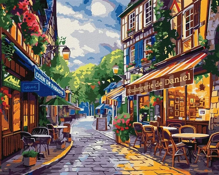 Malowanie po numerach Ideyka „Ulica we Francji” 40x50 cm - zestaw kreatywny