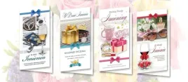 top-graphic-karnet-dl-de-lux-imieniny-mix-10szt-zlocony-brokatowany