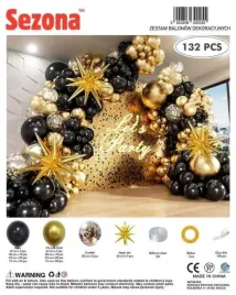 sezona-zestaw-balonow-dekoracyjnych-czarno-zloty-lets-party-132-szt