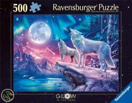 puzzle-500-elementow-swiecace-wilk-w-zorzy-polarnej-ravensburger