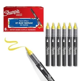 sharpie-markery-akrylowe-zolte-6-sztuk-do-metalu-drewna-szkla-ceramiki