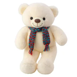 leantoys-bialy-mis-pluszowy-55-cm-z-kolorowym-szalikiem