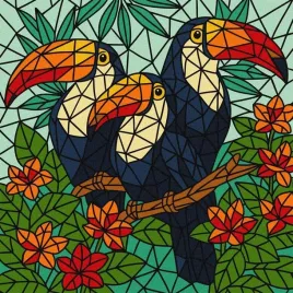 malowanie-po-numerach-witraz-trio-tukanow-30x30