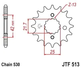 zebatka-przednia-stalowa-jt-f513-18rb-530-18z-z-tlumikiem-do-cagiva-kawa
