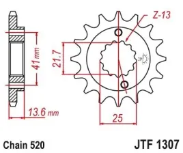 zebatka-przednia-stalowa-jtf1307-15rb-520-15z-z-tlumikiem-do-honda-kawas