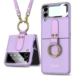 ykniufly-silikonowe-etui-do-samsung-galaxy-z-flip-4-ring-szklo-lcd-fiolet