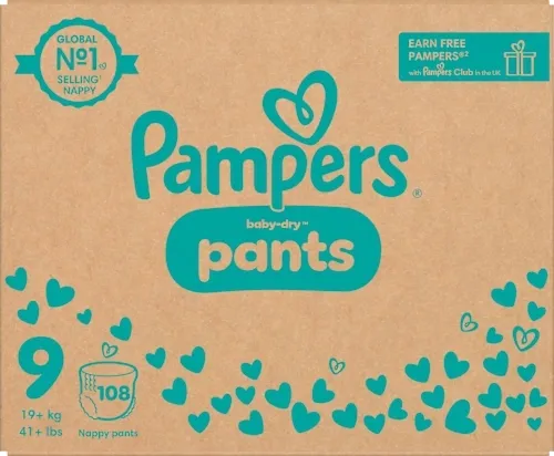Jednorazowe pieluchomajtki dla dzieci  rozmiar 9 od 19 kg, 108 szt. Pampers