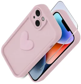 etui-do-iphone-13-or-14-silikonowe-matowe-serce-szklo-ochronne-na-ekran-9h