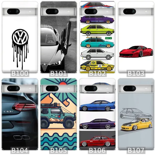 etui-na-google-pixel-7a-telefon-wzory-samochody-kolor-bezbarwny