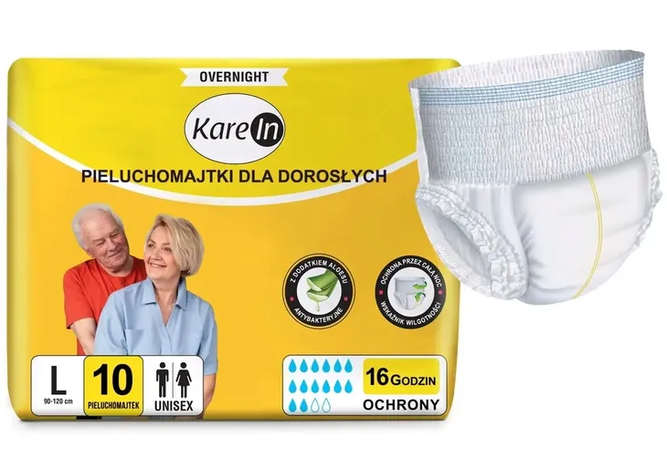 PIELUCHOMAJTKI PAMPERSY DLA DOROSŁYCH KAREIN OVERNIGHT L 10 SZTUK