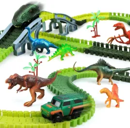 tor-wyscigowy-z-dinozaurami-dla-dzieci-6-dinozaurow-2-autka