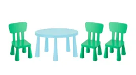 ikea-zestaw-mammut-stolik-dzieciecy-jasnoniebieski-85cm-3-krzeselka-zielony