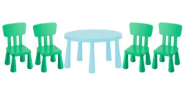 ikea-zestaw-mammut-stolik-dzieciecy-jasnoniebieski-85cm-4-krzeselka-zielony