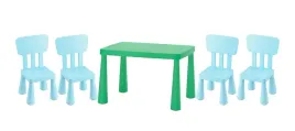 ikea-zestaw-mammut-stolik-jaskrawozielony-77x55-cm-4-krzeselka-niebieski