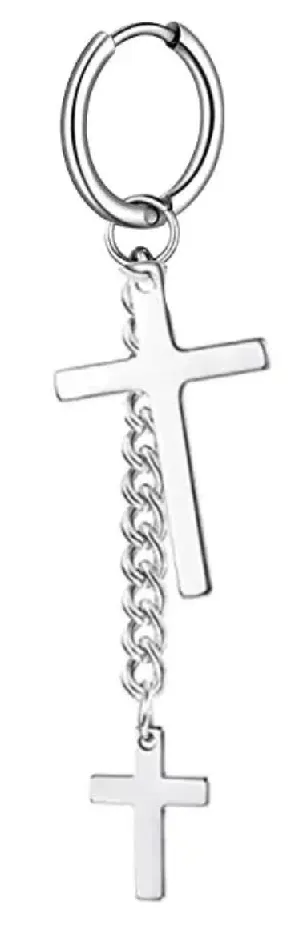 kolczyk-do-ucha-huggie-lancuch-krzyz-krzyzyk-stal
