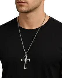 czarny-naszyjnik-vintage-krzyzyk-krzyz-lancuszek-stal-punk-gothic
