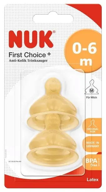 Nuk smoczek FIRST CHOICE Plus lateksowy 1M do mleka