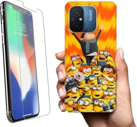 etui-na-xiaomi-redmi-12c-telefon-wzory-minionki-szklo