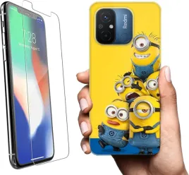 etui-na-xiaomi-redmi-12c-telefon-wzory-minionki-szklo