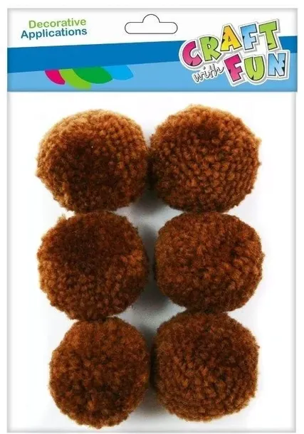 pompony-welniane-4cm-brazowe-6szt-stan-nowy