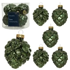zielone-szklane-zawieszki-choinkowe-bombki-choinkowe-szyszki-brokatowe-7cm