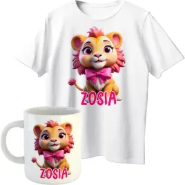 zestaw-t-shirt-koszulka-dla-dziewcznyki-kubek-bajkowy-lew-dziecka-imie