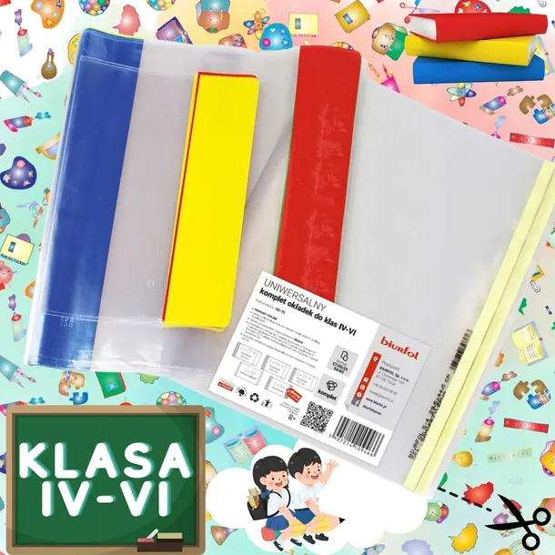 OKŁADKI na KSIĄŻKI PODRĘCZNIKI ZESTAW do klas 4-6 KOMPLET OKŁADEK 10 sztuk