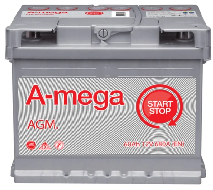 AKUMULATOR AMEGA AGM 12V 60AH 680A P+ , RADOM
