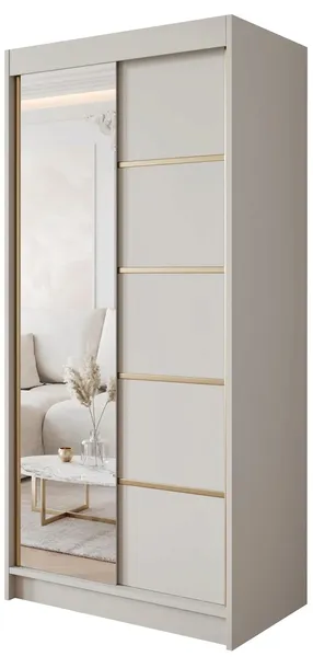 Szafa przesuwna Gold 3 100 kaszmir z lustrem wielofunkcyjna designerska