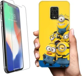 etui-na-xiaomi-redmi-note-9s-telefon-wzory-minionki-szklo