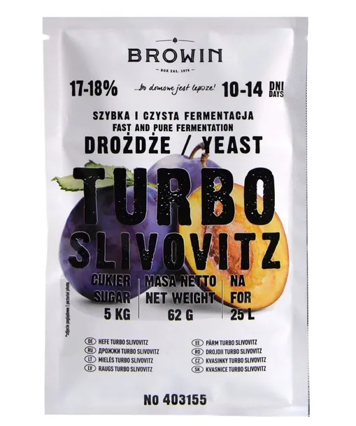 drożdże gorzelnicze TURBO SLIVOVITZ 62g BROWIN