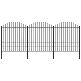 ogrodzenie-ogrodowe-z-wlocznia-stalowe-537-x-200-cm-czarne