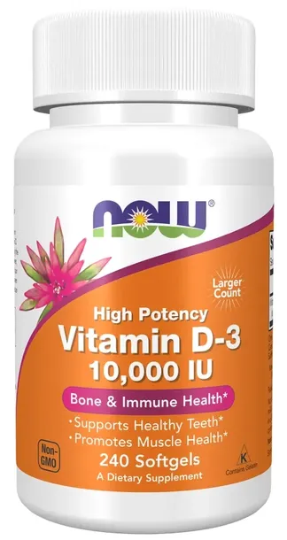WITAMINA D3 NOW FOODS VITAMIN D3 250mcg IU 240 Kap